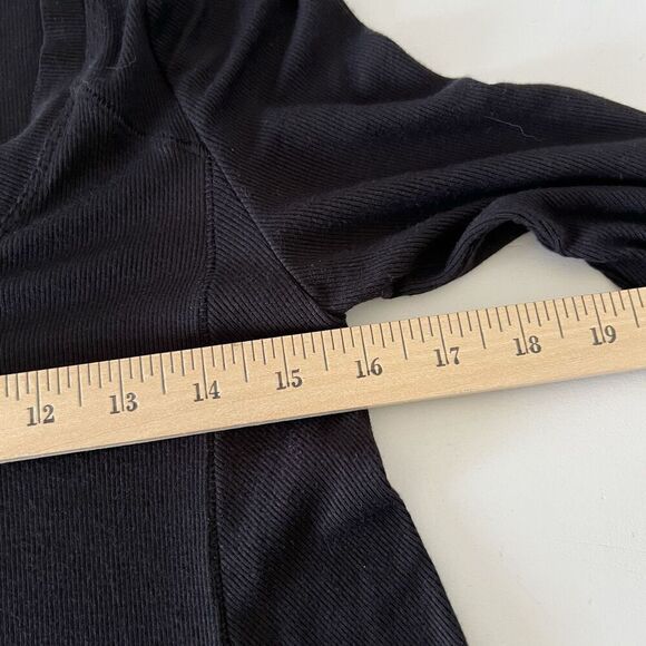 Free People Shirt Womens X-Small Black Ribbed Knit Long Sleeve Scoop Neck Tunic - Picture 5 of 6